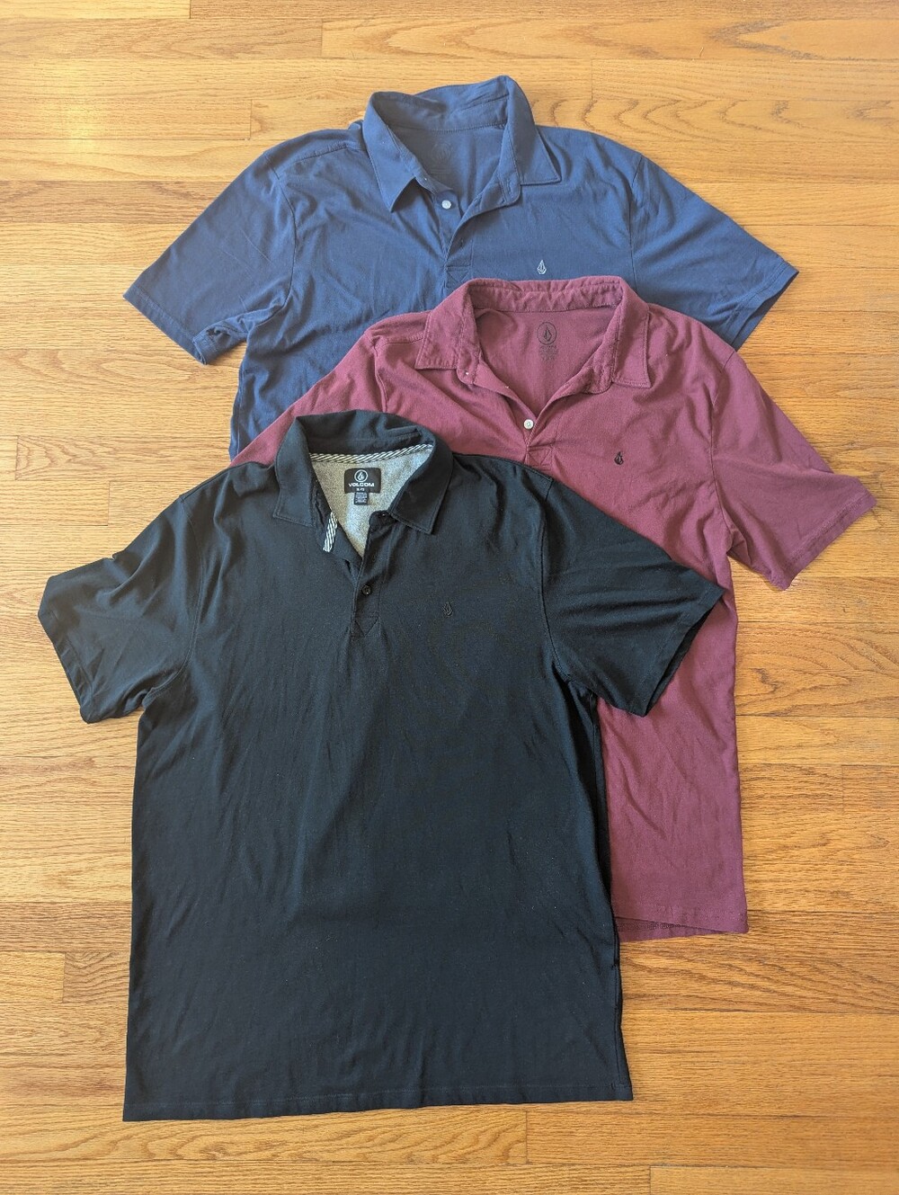 Volcom Men's XL Polo Bundle - Black, Burgundy, Navy